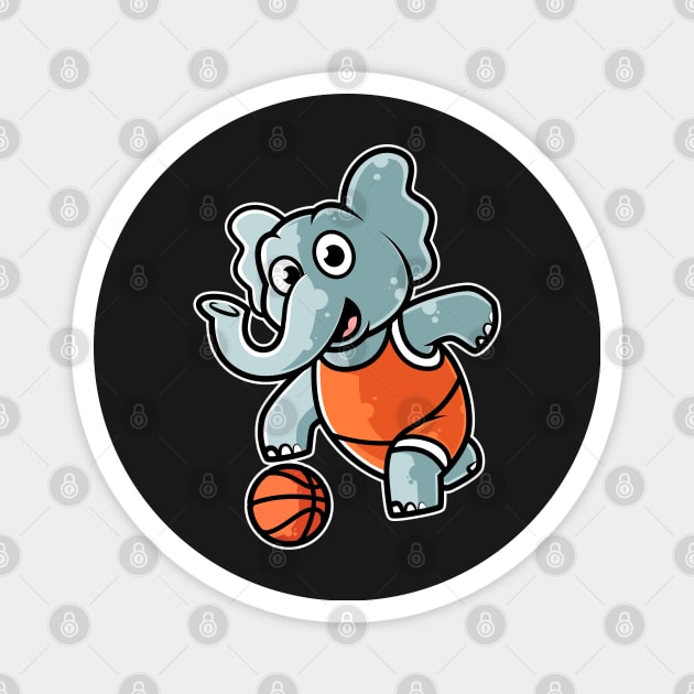 Elephant Basketball Game Day Funny Team Sports B-ball print Magnet by theodoros20